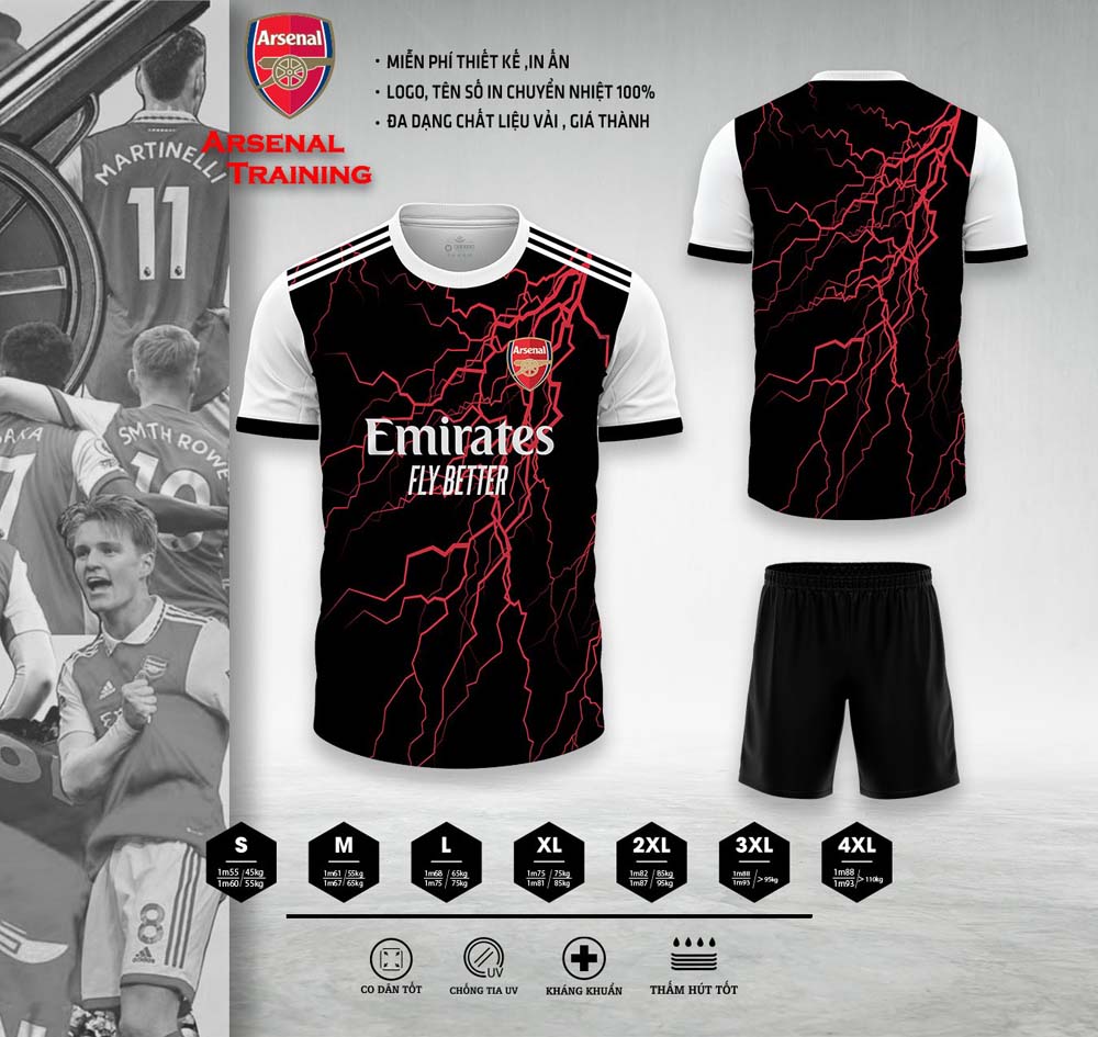 Áo Bóng Đá CLB Arsenal Training - Màu Đen