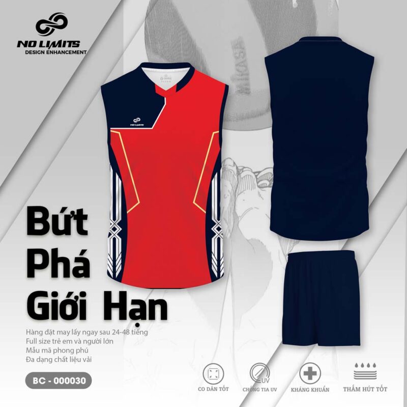 Bộ Quần Áo Bóng Chuyền Nam/Nữ BC - 000030 - Màu Đỏ