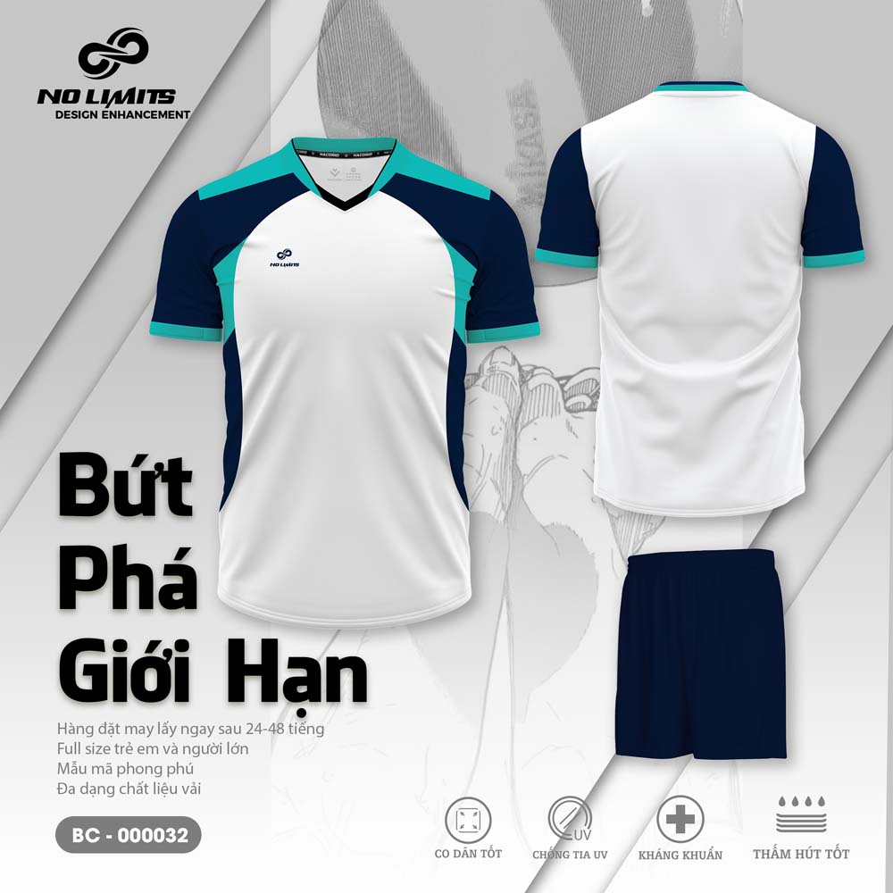 Bộ Quần Áo Bóng Chuyền Nam Nữ BC - 000032 Màu Trắng
