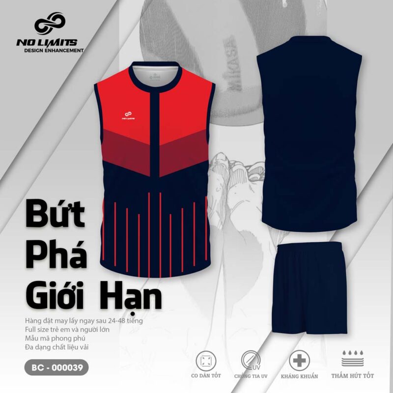 Bộ Quần Áo Bóng Chuyền Nam/Nữ BC - 000039 - Màu Tím Than Đỏ