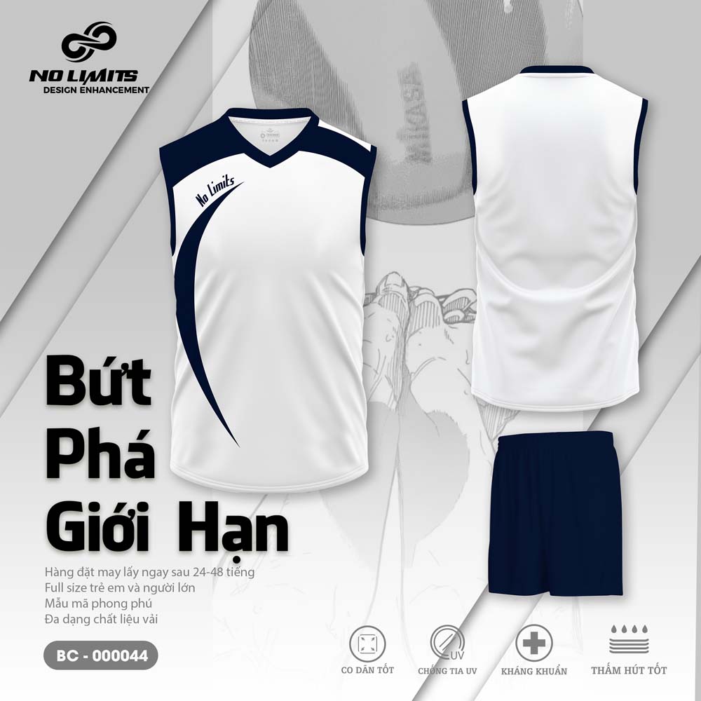 Bộ Quần Áo Bóng Chuyền Nam/Nữ BC - 000044 - Màu Trắng