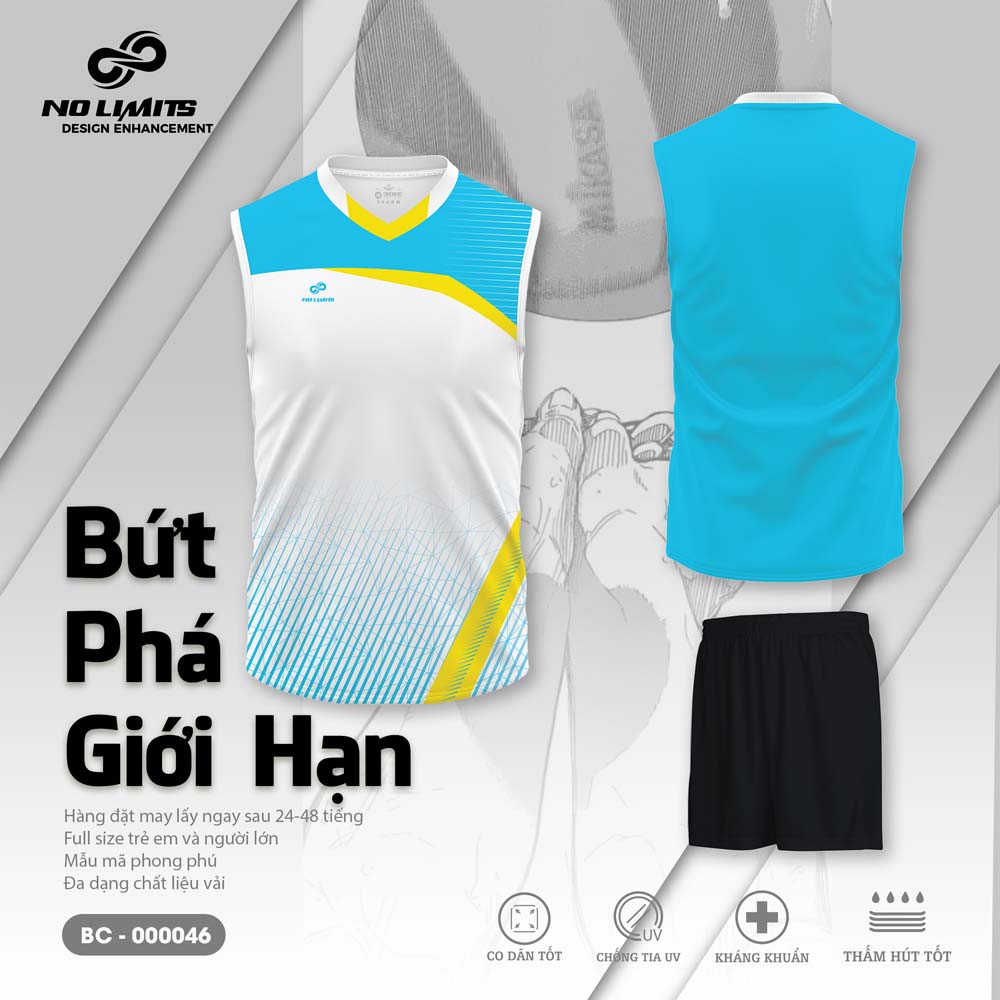 Bộ Quần Áo Bóng Chuyền Nam/Nữ BC - 000046 - Màu Trắng