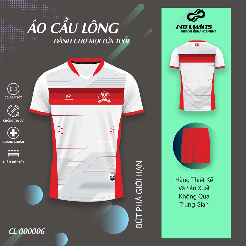 Quần Áo Cầu Lông Nam/Nữ CL - 00006 Màu Trắng