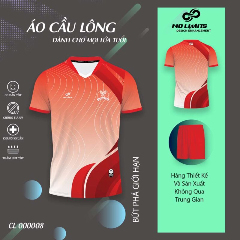 Quần Áo Cầu Lông Nam/Nữ CL - 00008 Màu Đỏ