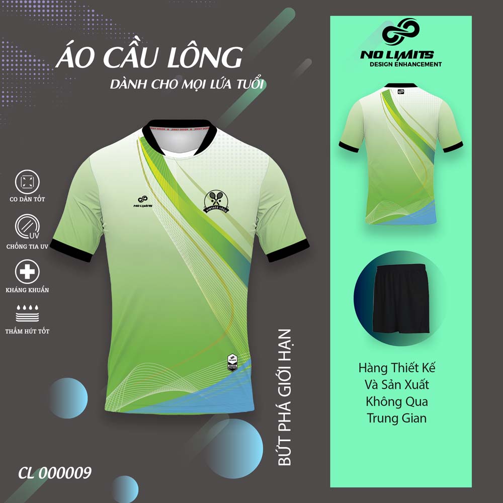 Quần Áo Cầu Lông Nam/Nữ CL - 00008 - Màu Xanh Chuối
