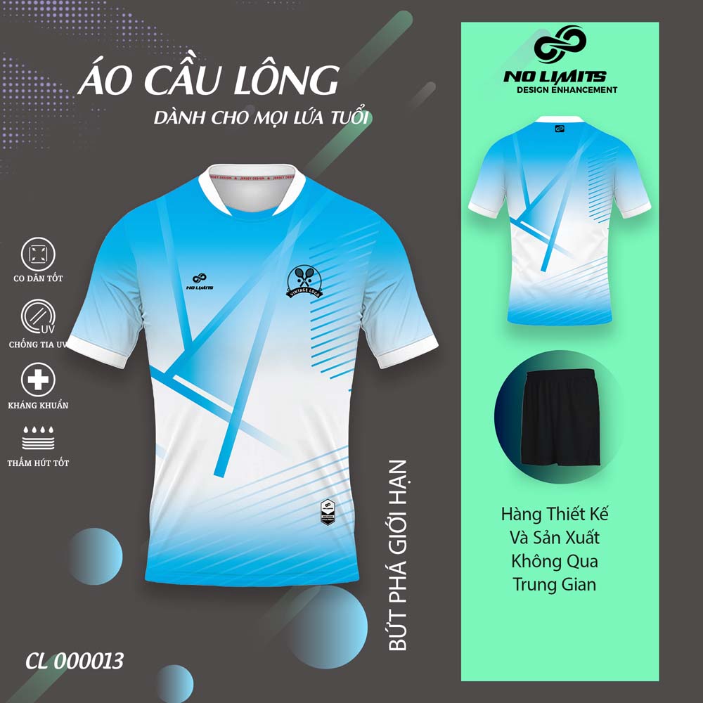 Quần Áo Cầu Lông Nam/Nữ CL - 00013 - Màu Xanh
