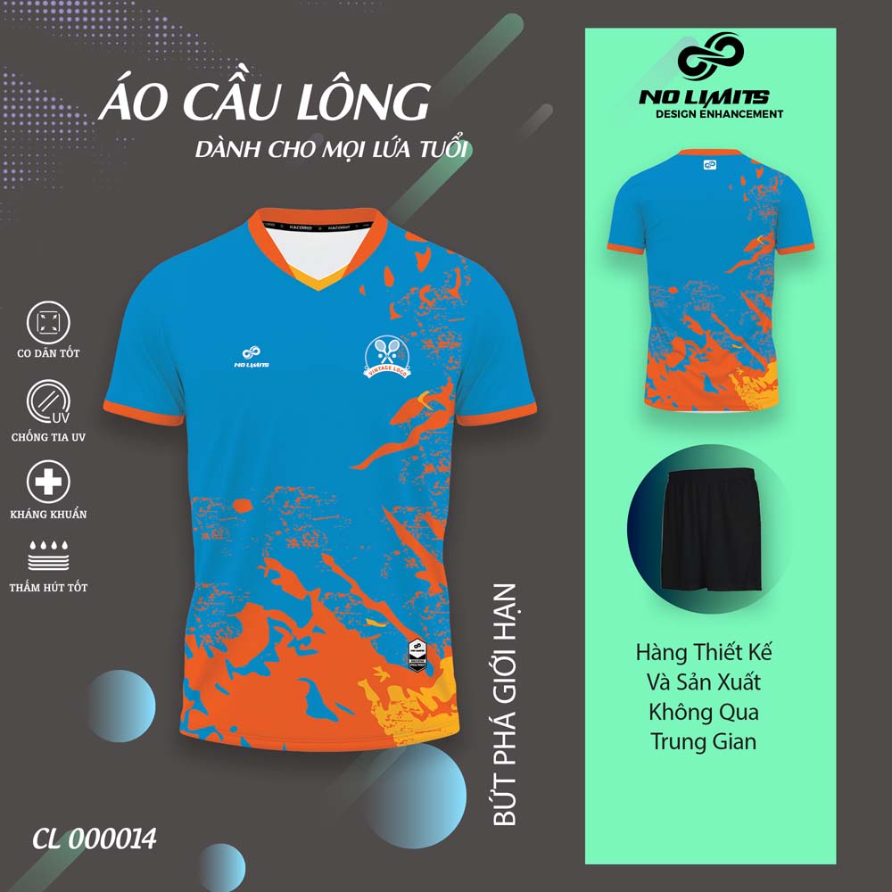 Quần Áo Cầu Lông Nam/Nữ CL - 00014 - Màu Xanh