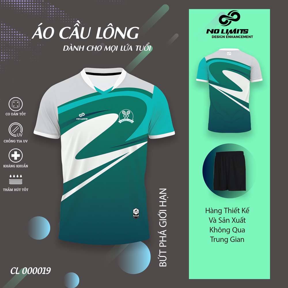 Quần Áo Cầu Lông Nam/Nữ CL - 00019 - Màu Xanh
