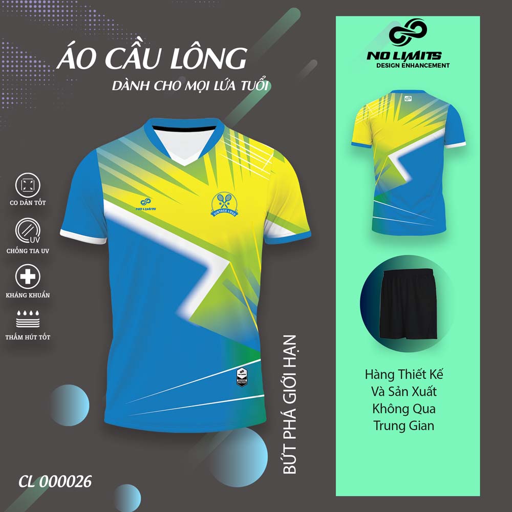 Quần Áo Cầu Lông Nam/Nữ CL - 00026 - Màu Xanh