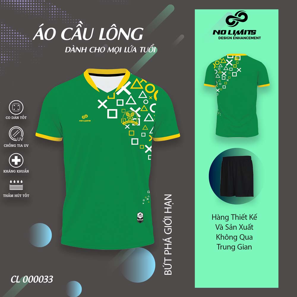 Quần Áo Cầu Lông Nam/Nữ CL - 00033 - Màu Xanh