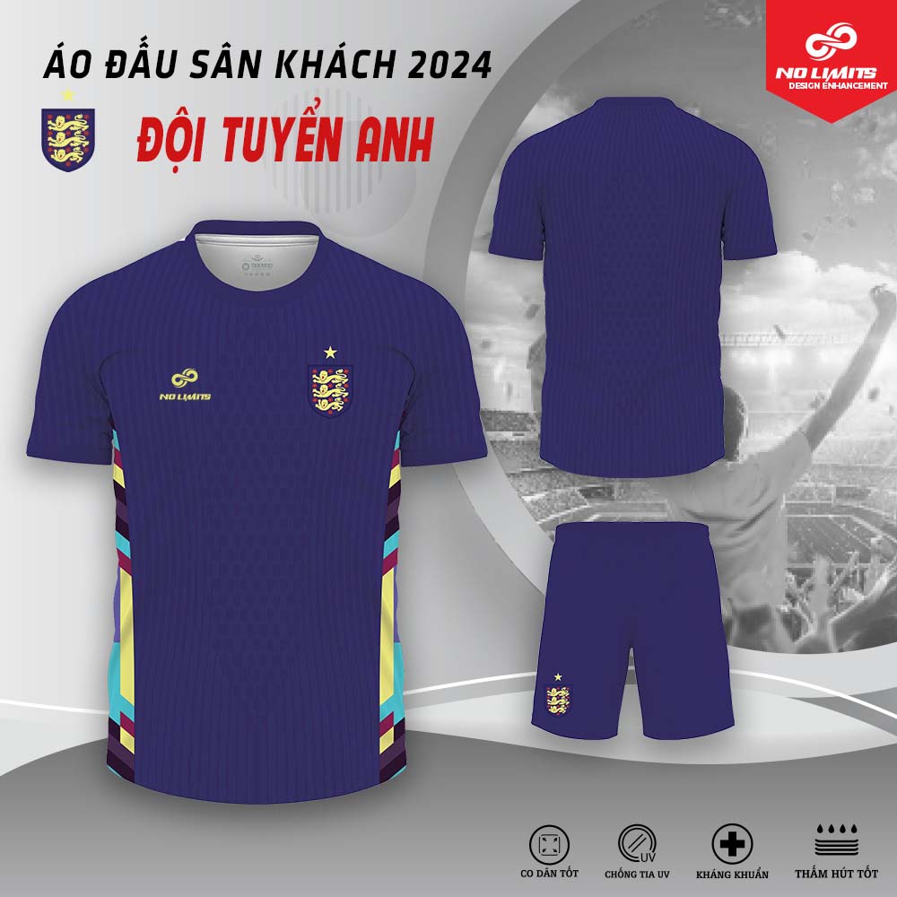 Quần Áo Bóng Đá Sân Khách Đội Tuyển Anh 2024 Màu Tím