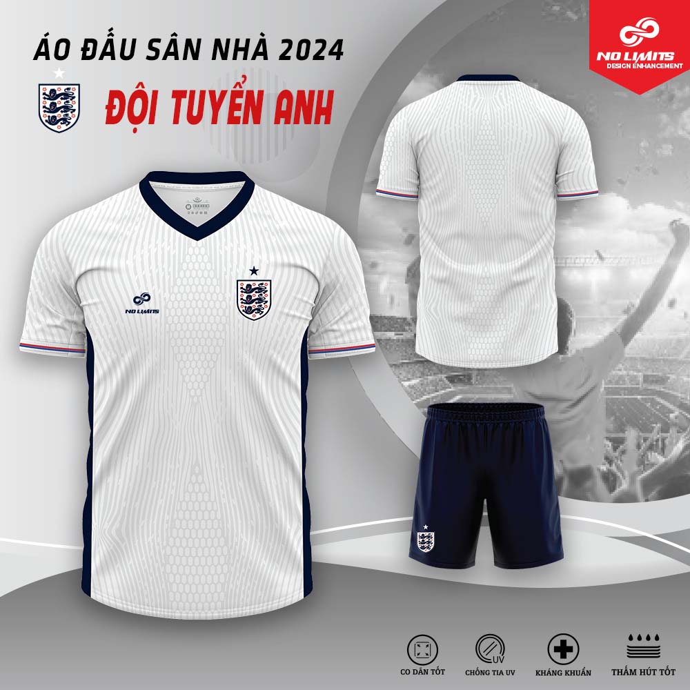 Quần Áo Bóng Đá Sân Nhà Đội Tuyển Anh 2024 Màu Trắng