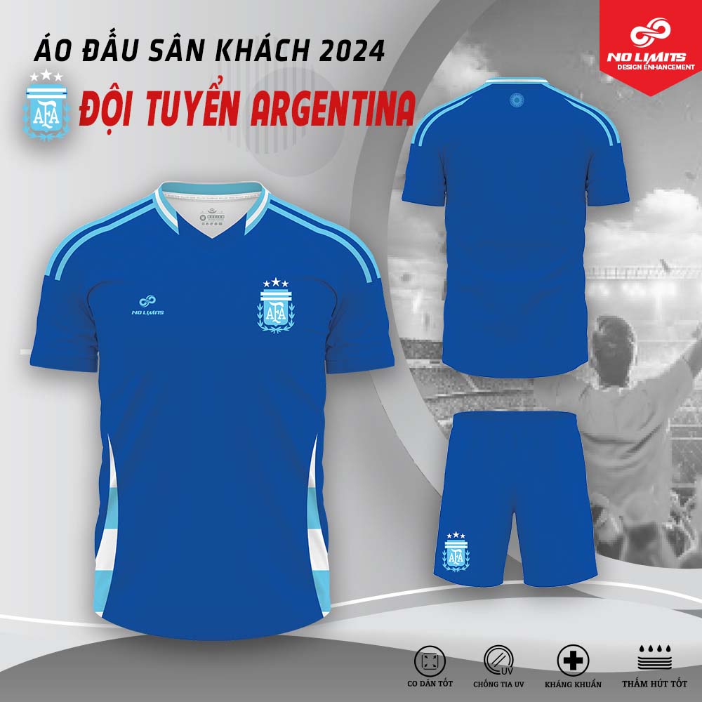 Quần Áo Bóng Đá Sân Khách Đội Tuyển Argentina 2024 Màu Xanh Bích