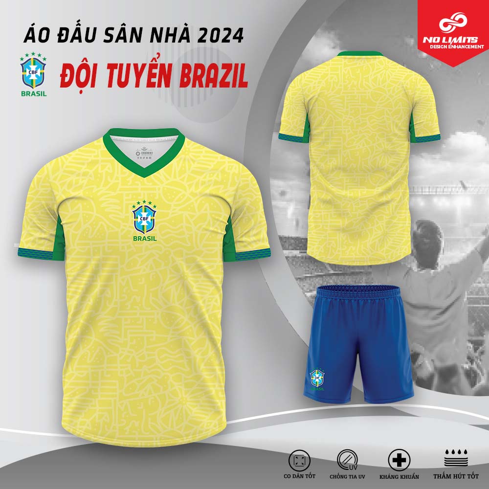 Áo Đấu Sân Nhà Đọi Tuyển Brazil 2024 Màu Vàng