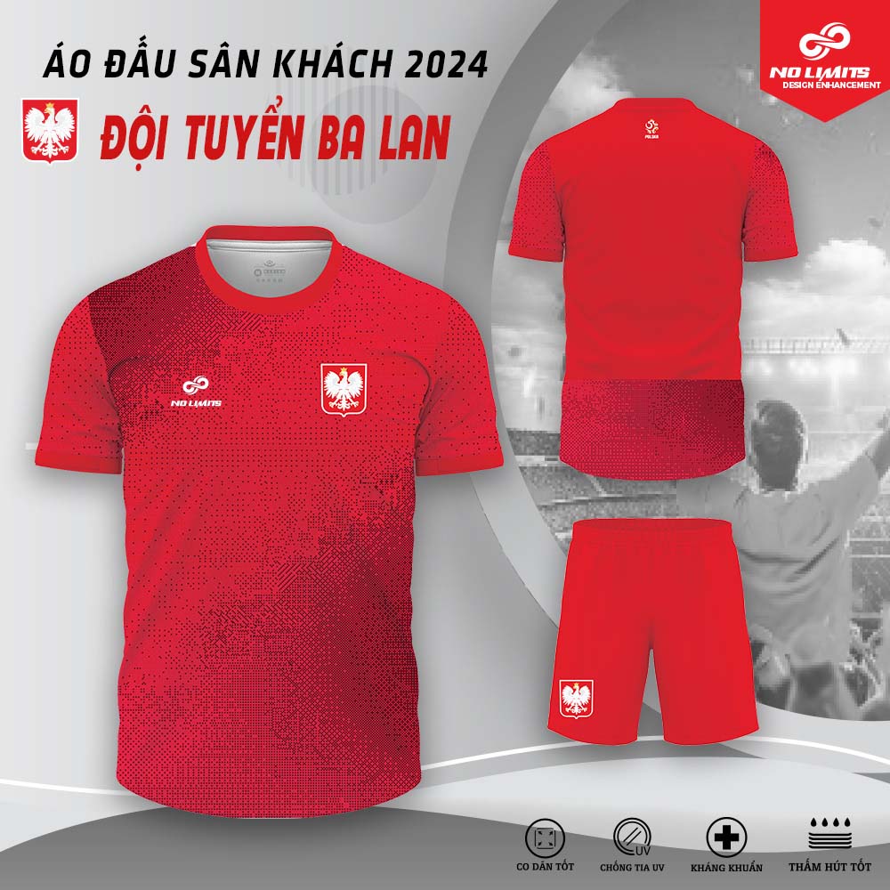 Quần Áo Bóng Đá Sân Khách Đội Tuyển Ba Lan 24/25 Màu Đỏ