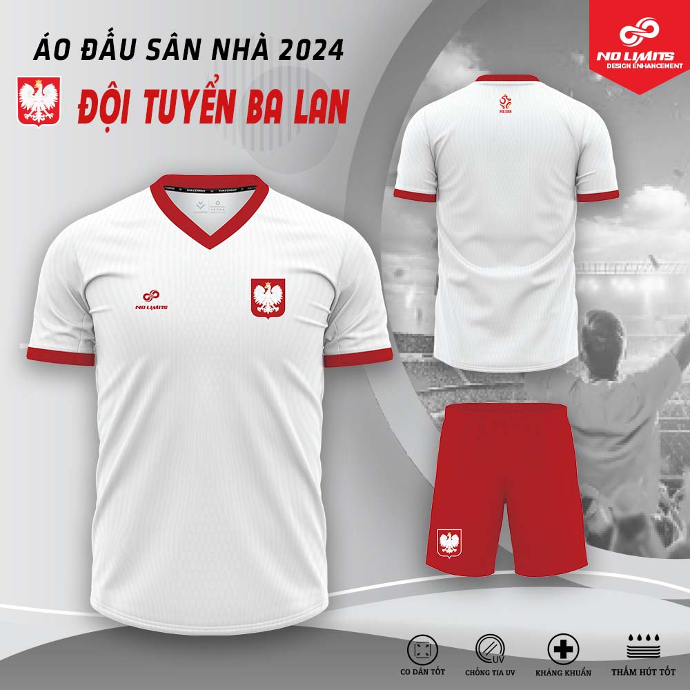 Quần Áo Bóng Đá Sân Nhà Đội Tuyển Ba Lan 2024 Màu Trắng