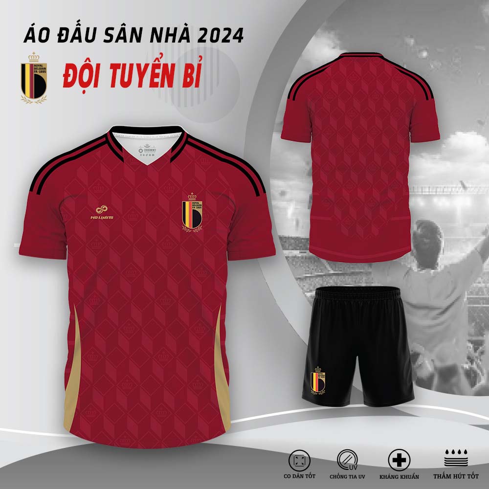 Áo Đấu Sân Nhà Đội Tuyển Bỉ 2024 Màu Đỏ Đô