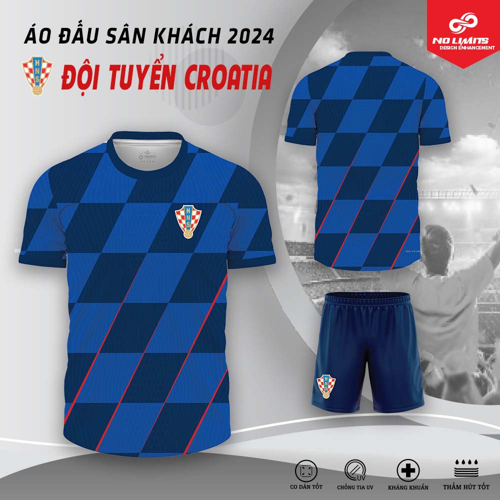 Áo Đấu Sân Khách Đội Tuyển Croatia 2024 - Màu Xanh Bích