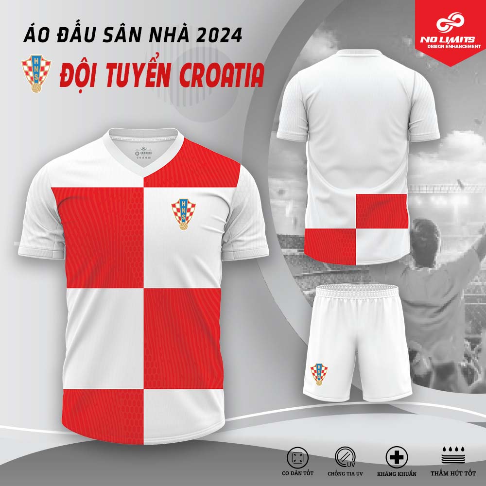 Áo Đấu Sân Nhà Đội Tuyển Croatia 2024 - Màu Trắng Đỏ