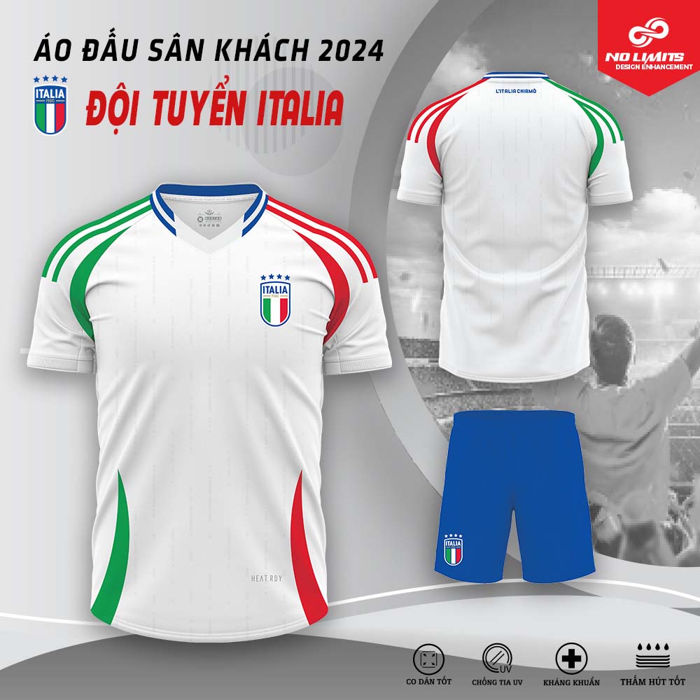 Quần Áo Bóng Đá Sân Khách Đội Tuyển Italia 2024 Màu Trắng