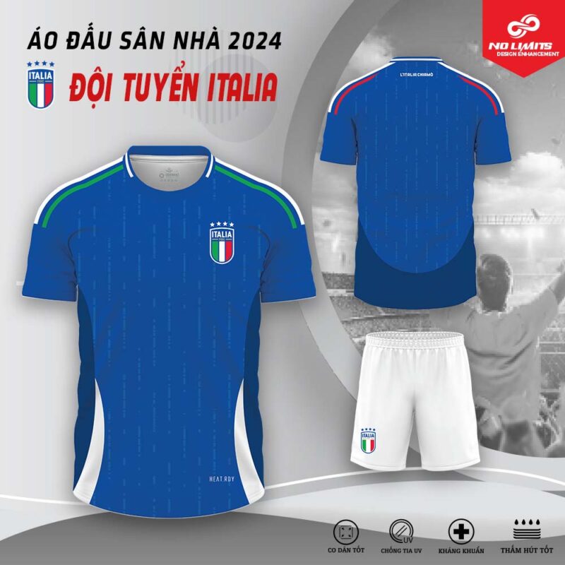 Quần Áo Bóng Đá Sân Nhà Đội Tuyển Italia 2024 Màu Xanh Bích