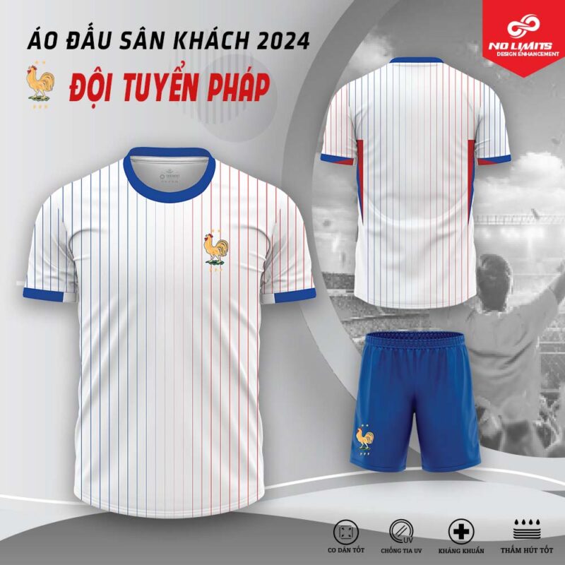 Quần Áo Bóng Đá Sân Khách Đội Tuyển Pháp 2024 Màu Trắng