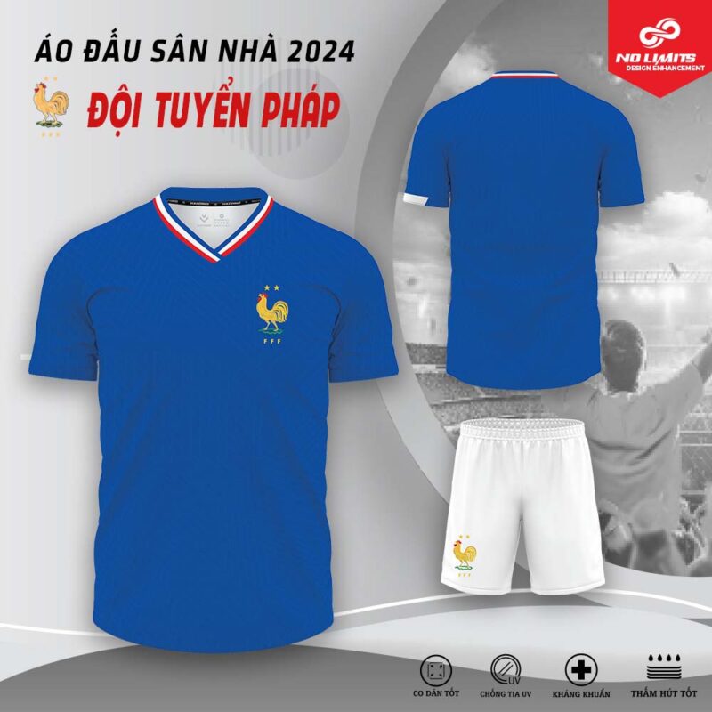 Quần Áo Bóng Đá Sân Nhà Đội Tuyển Pháp 2024 Màu Xanh Bích