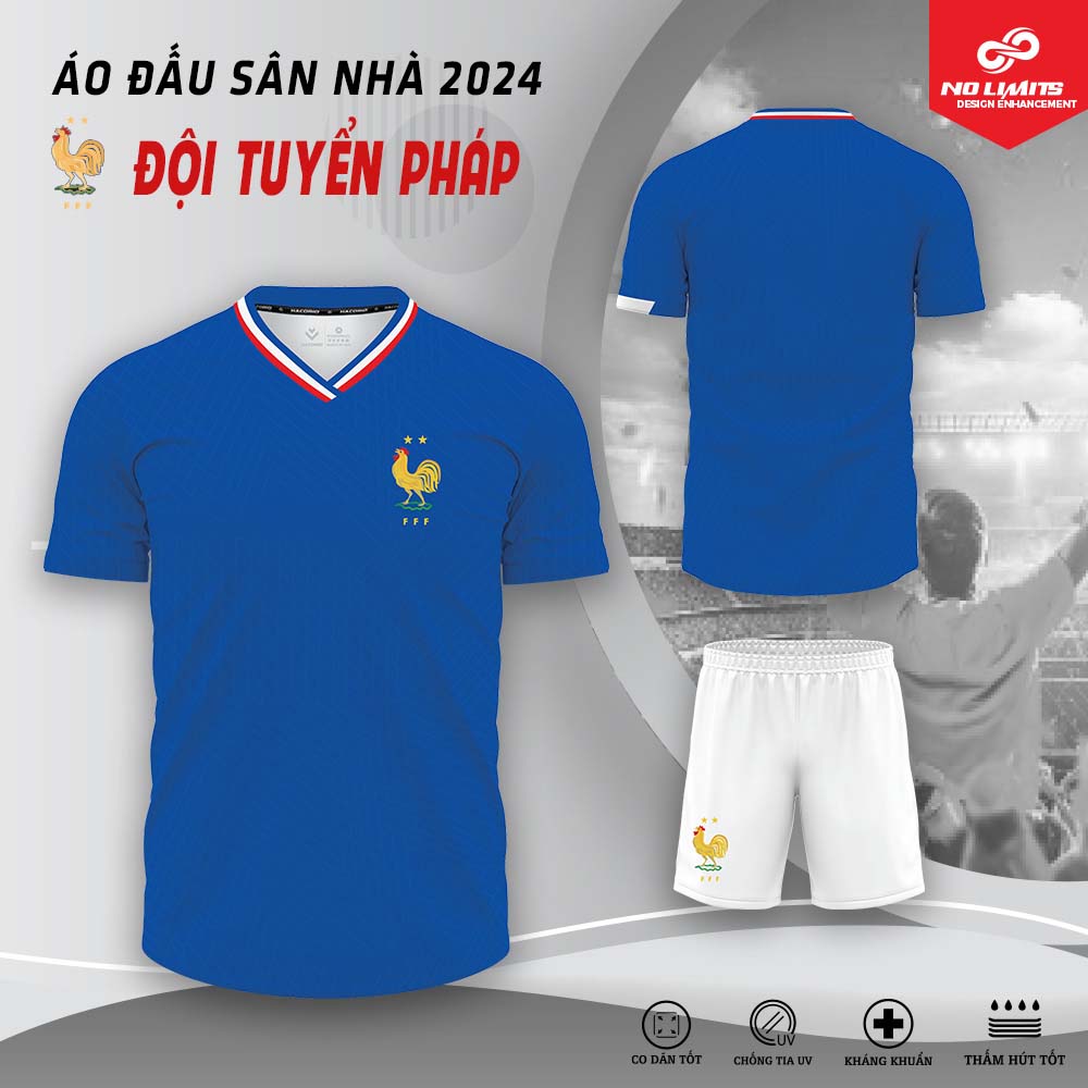 Quần Áo Bóng Đá Sân Nhà Đội Tuyển Pháp 2024 Màu Xanh Bích