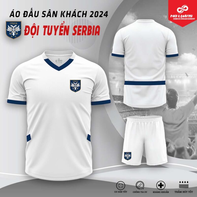 Áo Đấu Sân Khách Đội Tuyển SerBia 2024 - Màu Trắng