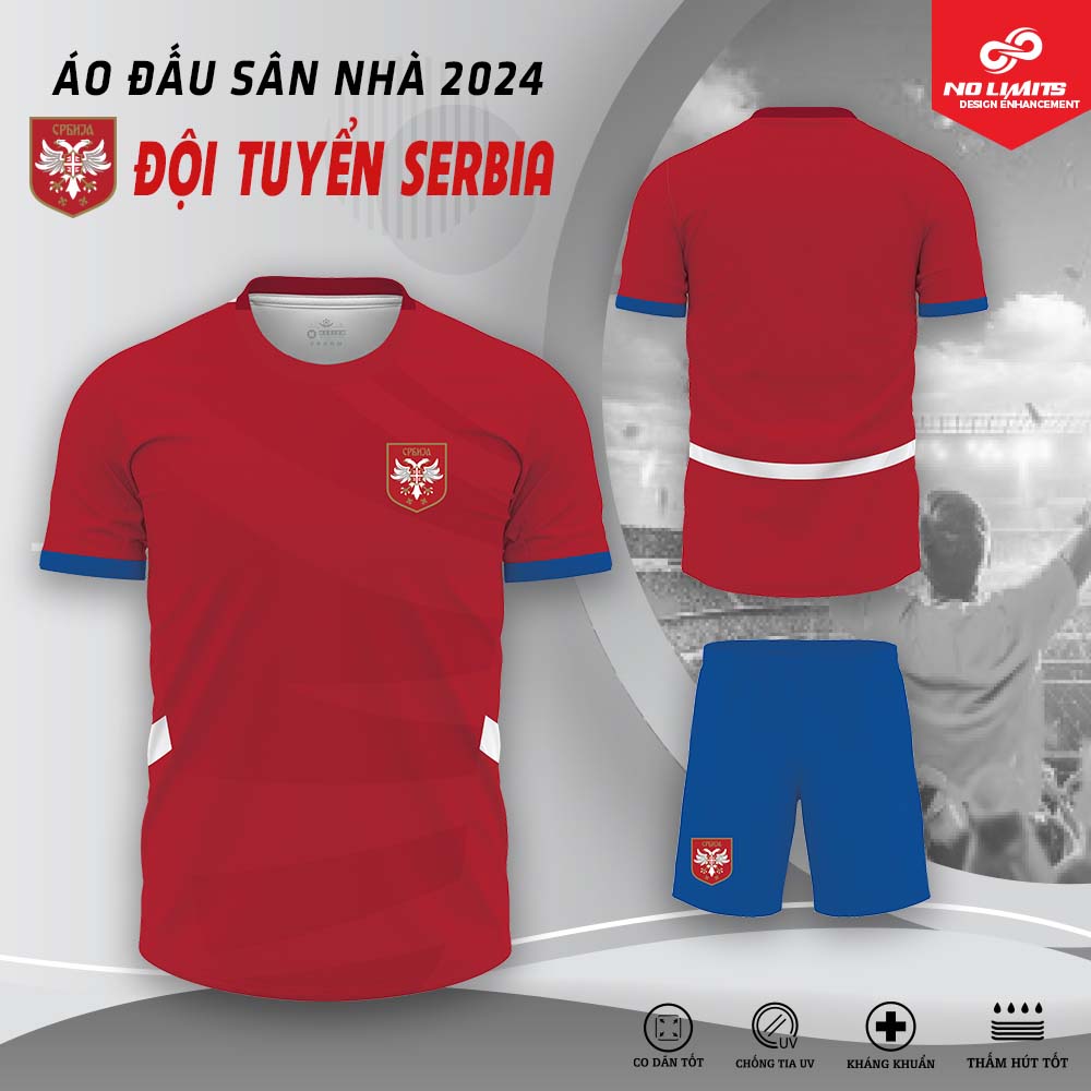 Áo Đấu Sân Nhà Đội Tuyển Serbia 2024 - Màu Đỏ Đậm