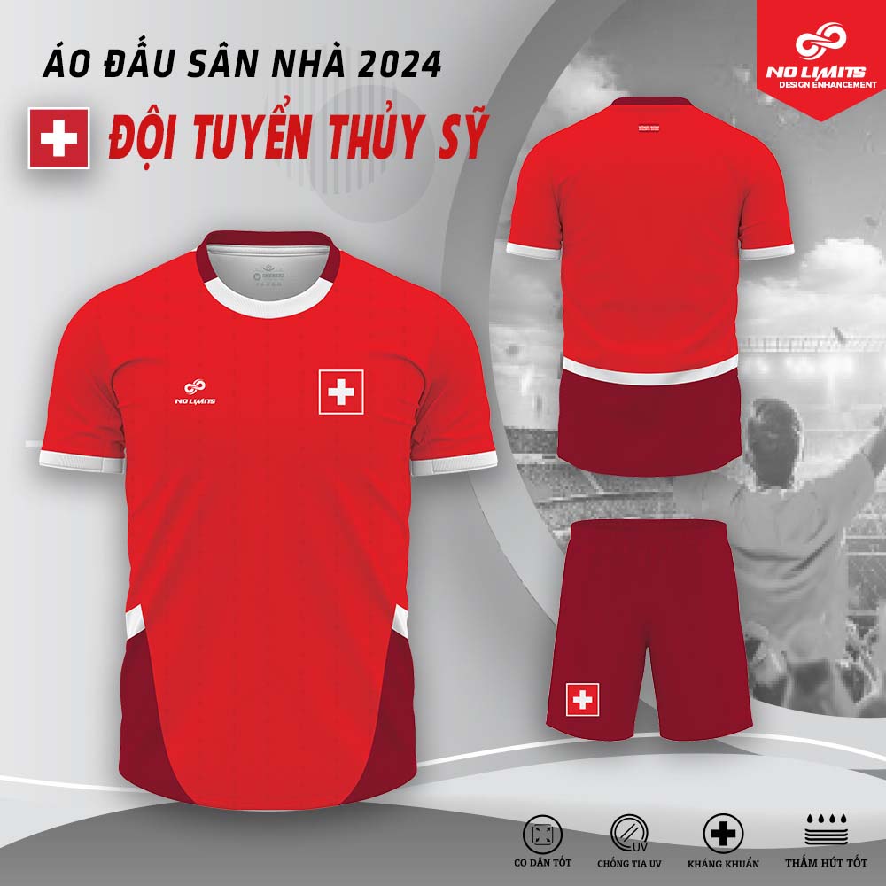 Áo Đấu Sân Nhà Đội Tuyển Thủy Sỹ 2024 - Màu Đỏ