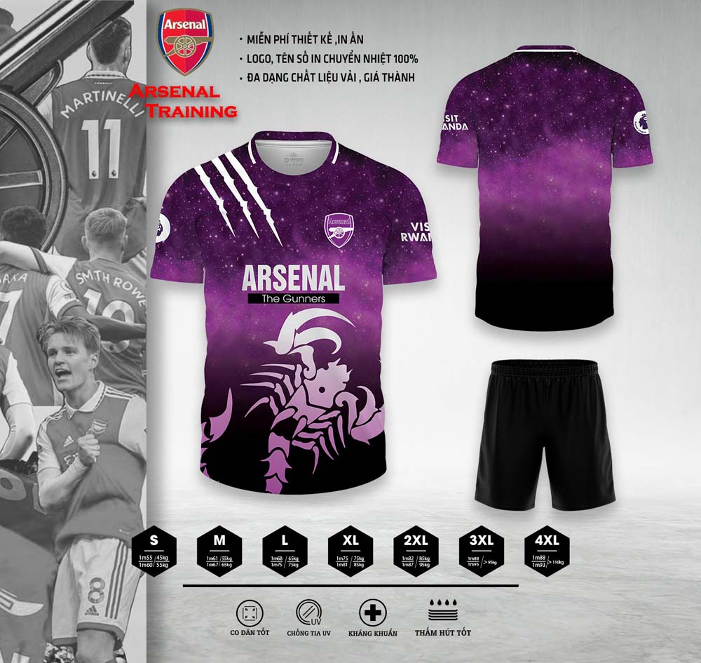 Áo Bóng Đá CLB Arsenal Training 14 - Màu Tím