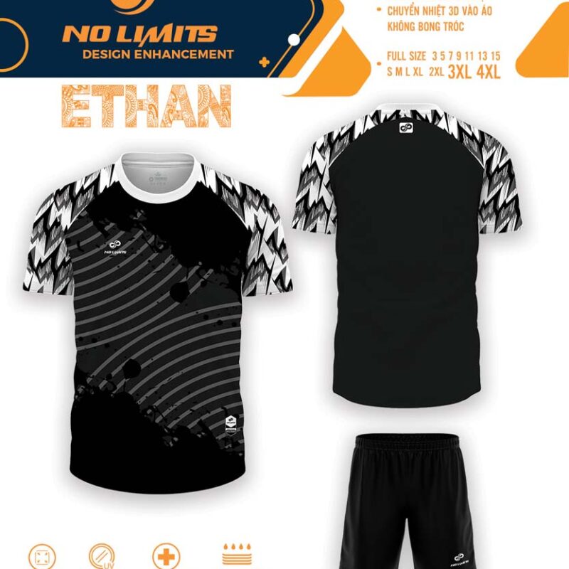 Mẫu Áo Đấu ETHAN - Màu Đen - 24/25