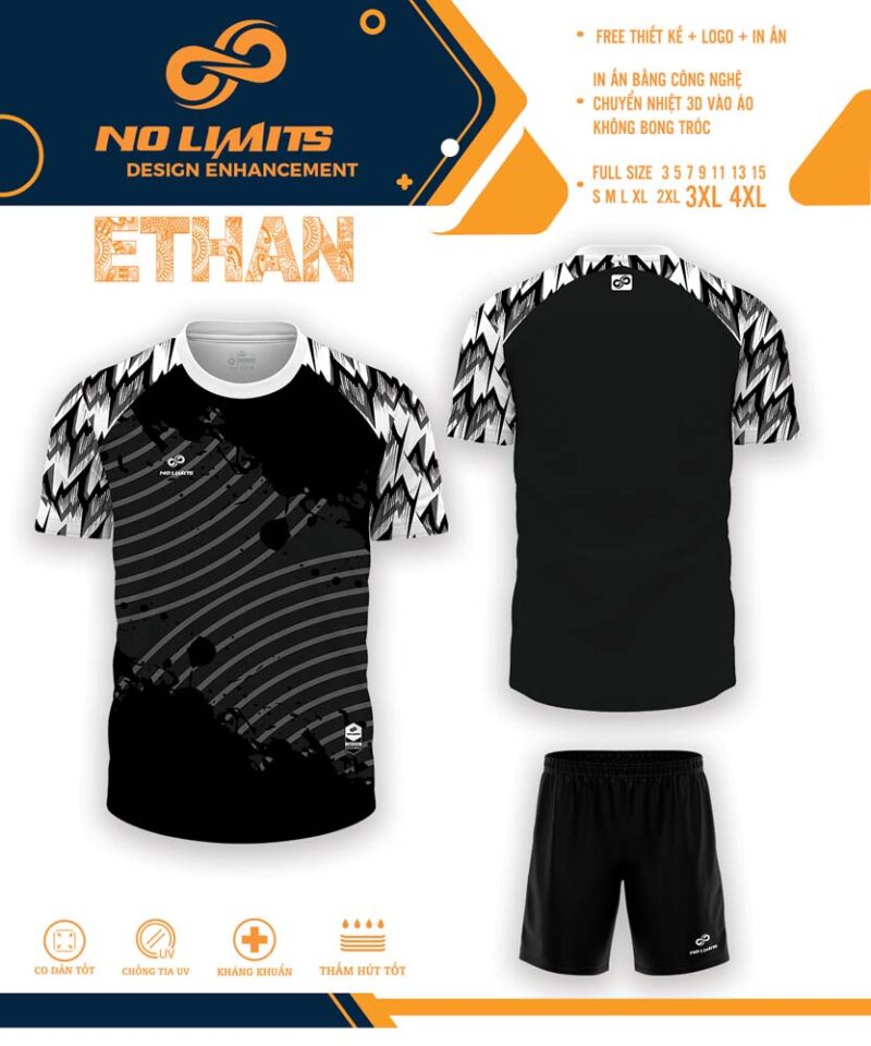 Mẫu Áo Đấu ETHAN - Màu Đen - 24/25