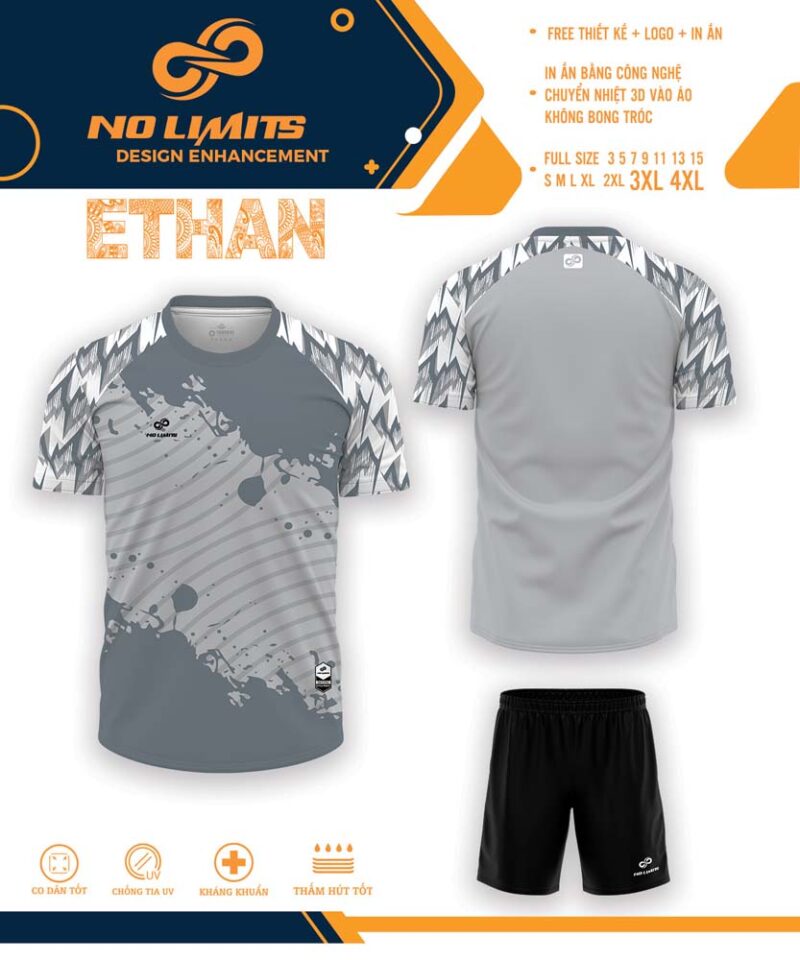 Mẫu Áo Đấu ETHAN - Màu Xám - 24/25