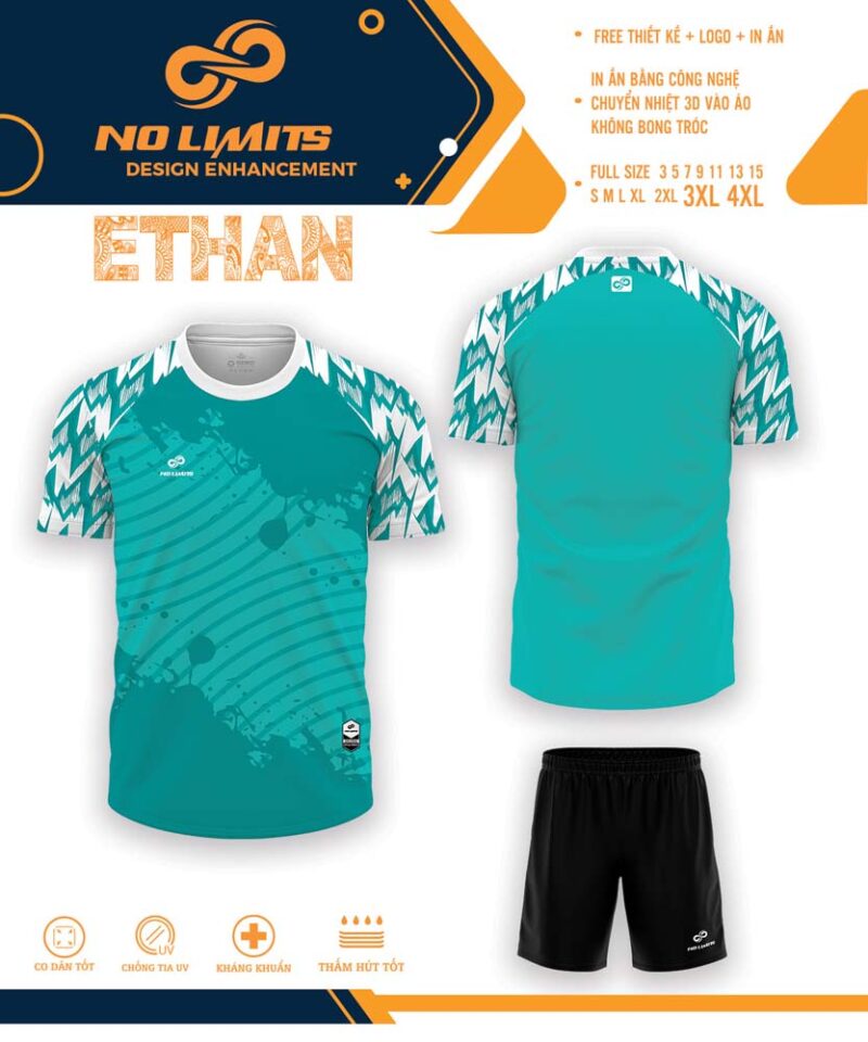 Mẫu Áo Đấu ETHAN - Màu Xanh Real - 24/25