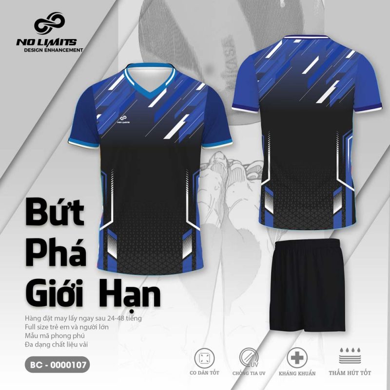 Áo bóng chuyền màu xanh phối đen