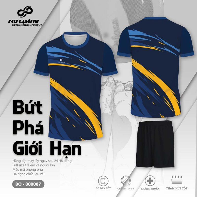 Bộ Quần Áo Bóng Chuyền - 000087 Màu Xanh Phối Vàng